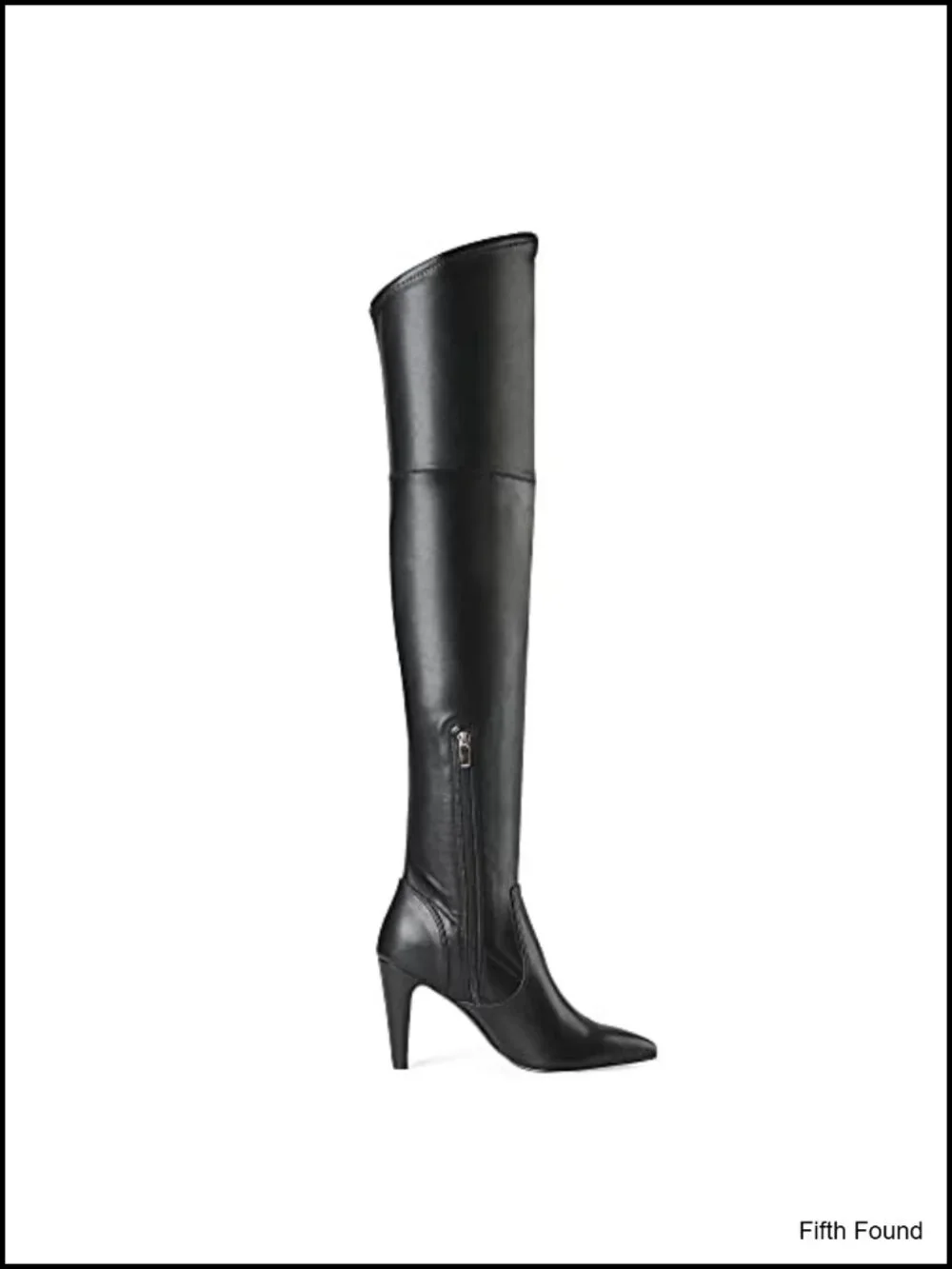 Over the Knee Boots Faux Leather Stretch Thigh High Heeled Pointed Toe Zip